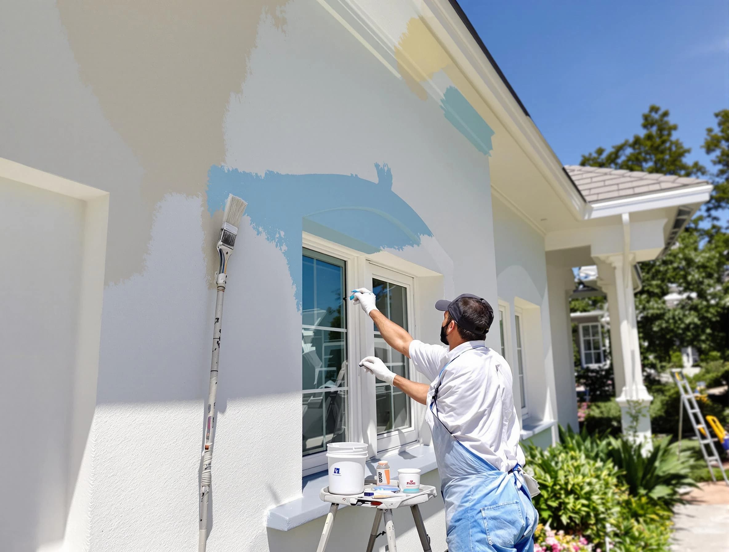 Cuyahoga Falls House Painters professional painting the exterior of a house in Cuyahoga Falls, OH